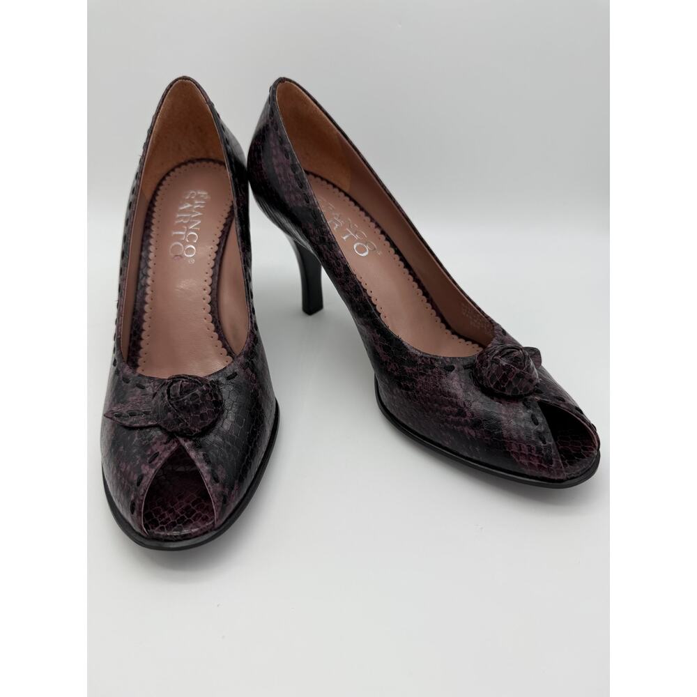 Franco Sarto Violet Purple & Black Snakeskin Y2K‎ 3" Pumps Heels Shoes Size 8.5